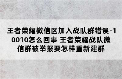 王者荣耀微信区加入战队群错误-10010怎么回事 王者荣耀战队微信群被举报要怎样重新建群